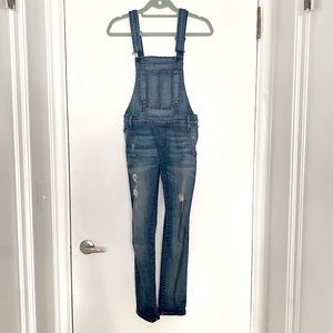 Straight Slim Leg Denim Overalls